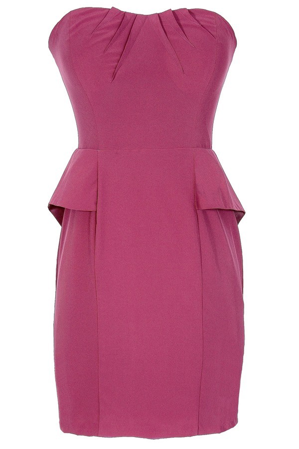 Pink Lady Strapless Peplum Dress Lily Boutique
